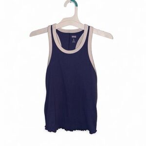 DSG Purple Ribbed Tank with White Trim